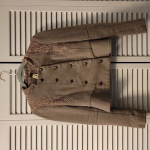 Free People Corduroy Millitary Like Double Breasted Crop Jacket. Sz 8